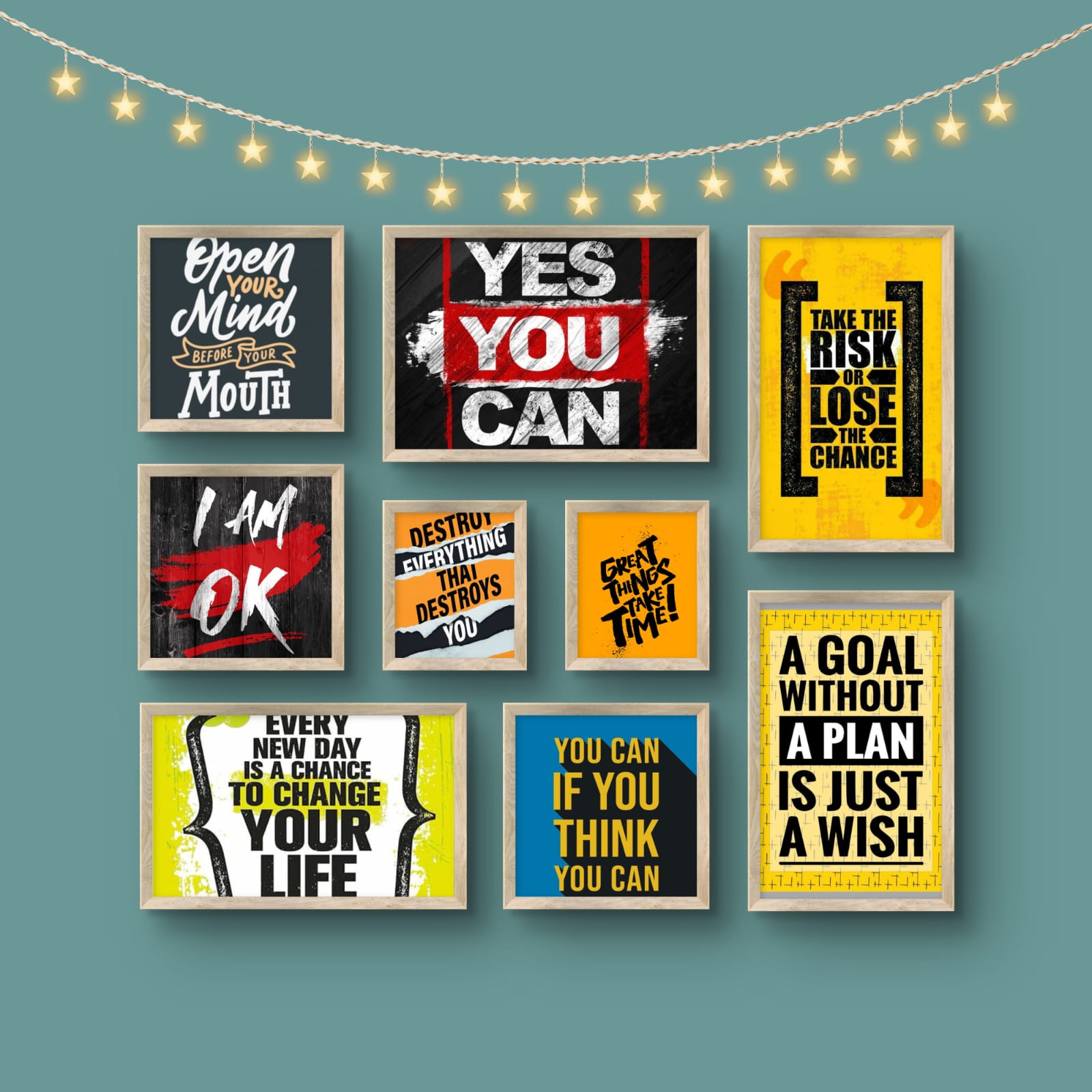 Creative Grid Frame Layout with Quotes & Photos