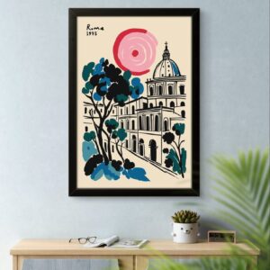 Framed Botanical Print with Pastel Background