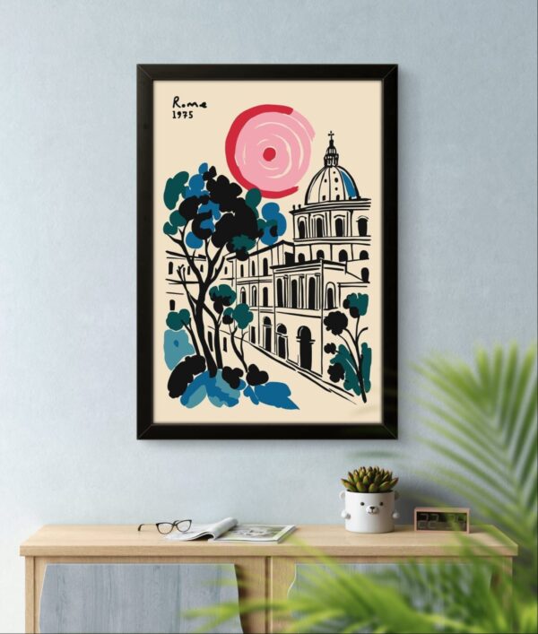 Framed Botanical Print with Pastel Background